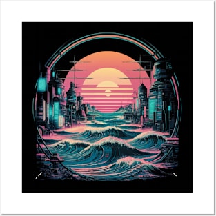 The Great Retro Wave sunset cyberpunk Posters and Art